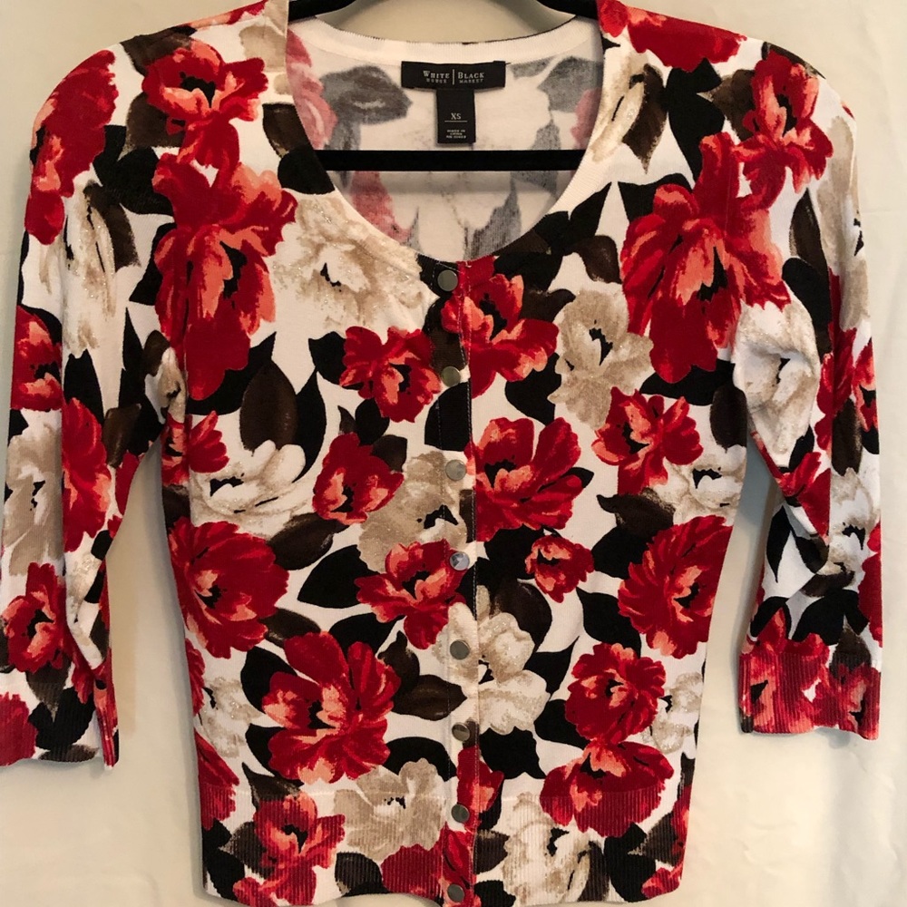 White House/Black Market-snap front sweater